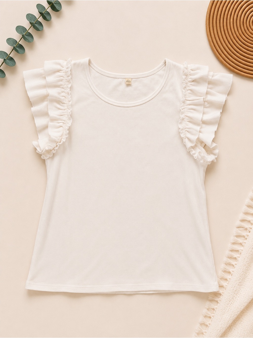 Women’s white Ruffle Sleeve Tee